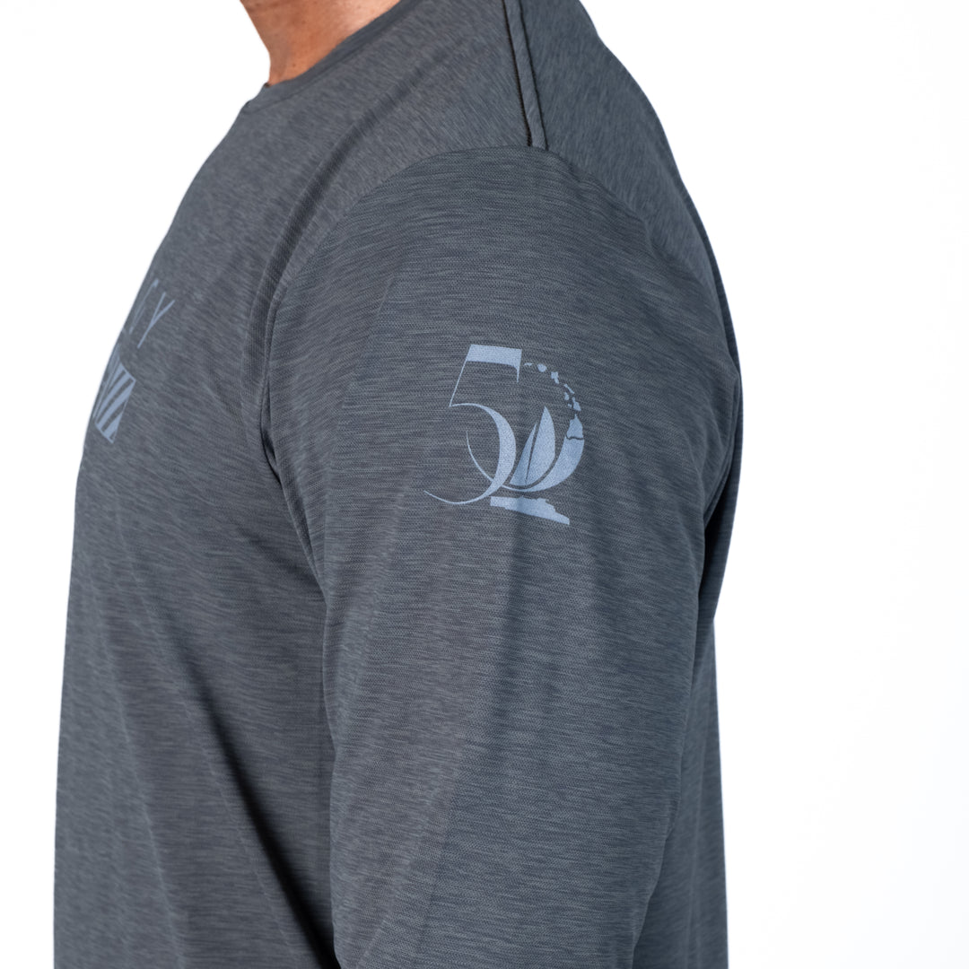 Mens Crew Long Sleeve Performance UPF Shirt in Charcoal Gray