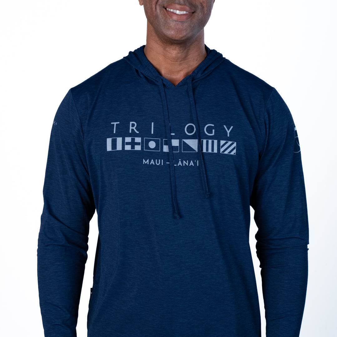 Mens Crew Hoodie Performance UPF Shirt in Navy Blue