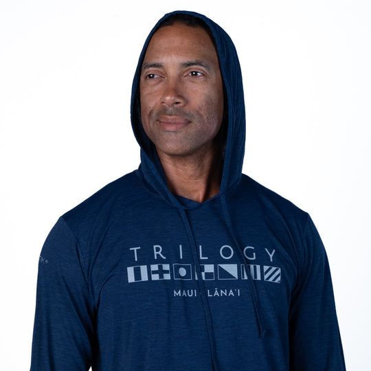 Mens Crew Hoodie Performance UPF Shirt in Navy Blue