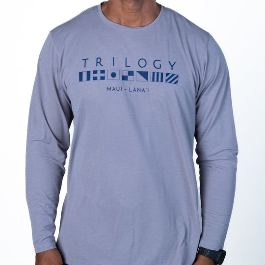 Mens Crew Long Sleeve Performance UPF Shirt in Alloy Gray