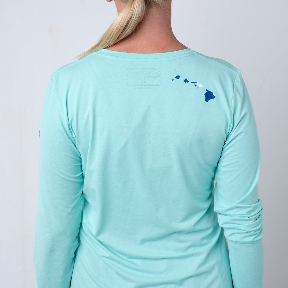 Womens Crew Long Sleeve Performance UPF Shirt in Seafoam