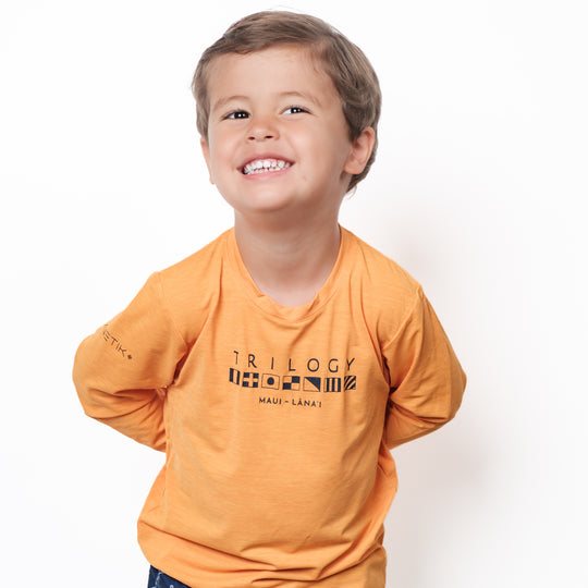 Little Crew UPF Long Sleeve Shirt in High Visibility Orange