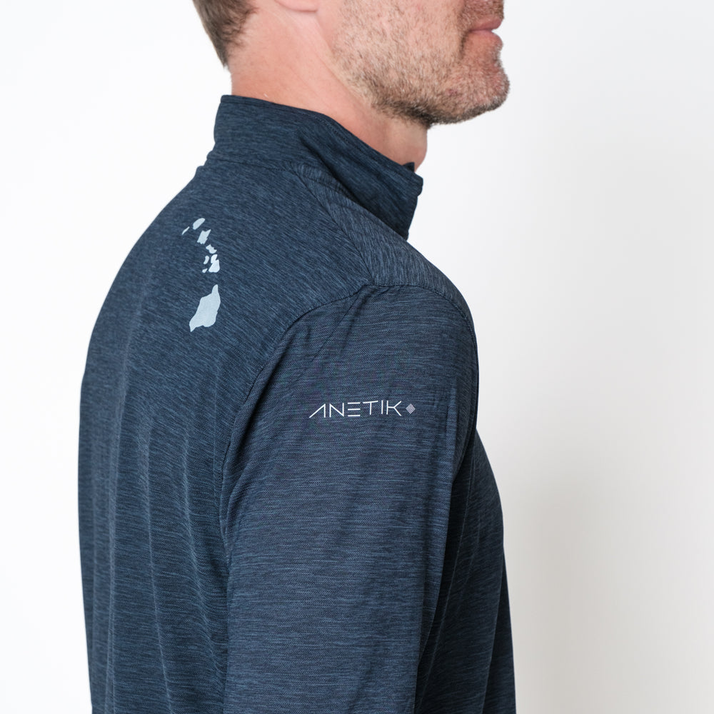 Mens Anetik Quarter Zip Performance UPF Shirt in Navy