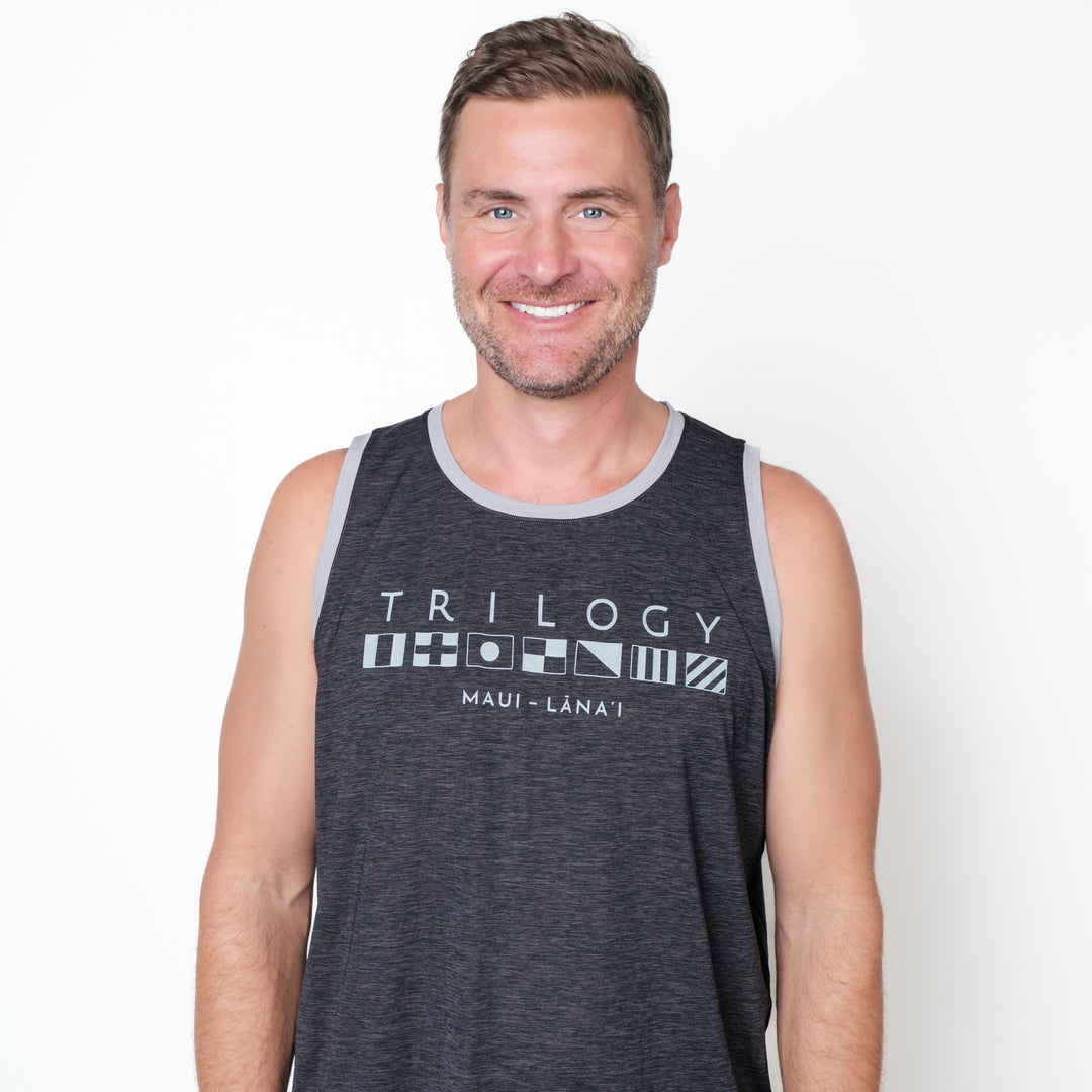 Mens Crew Tank Top in Charcoal Black