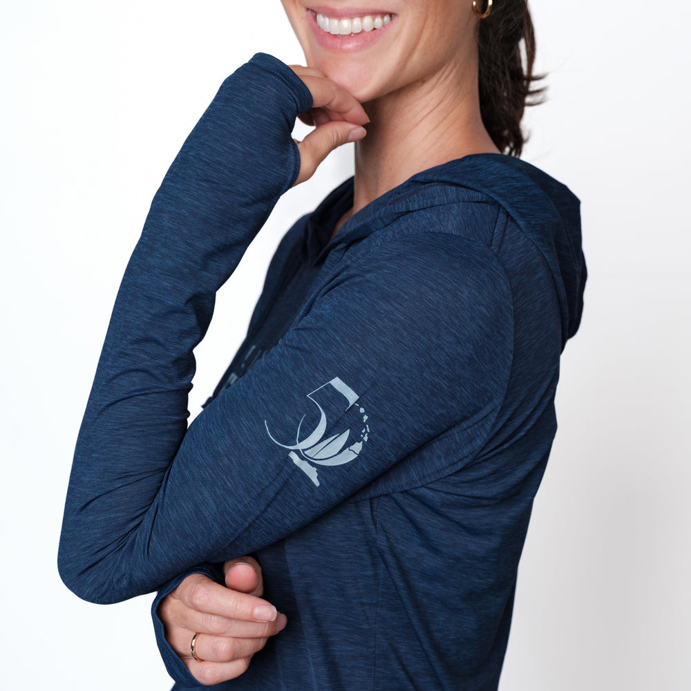 Womens Anetik LS Hoodie in Navy