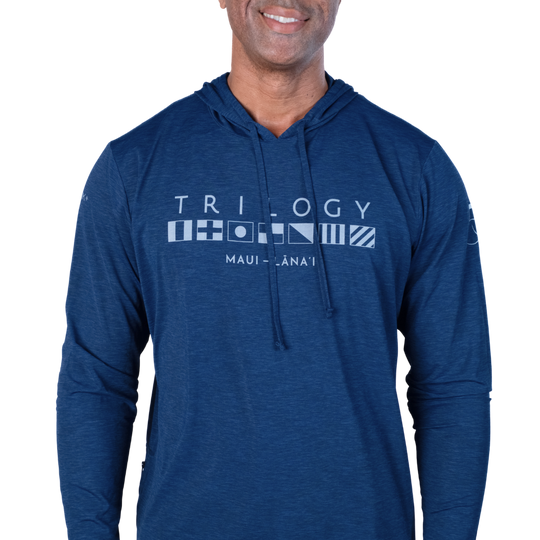 Mens Crew Hoodie Performance UPF Shirt in Navy Blue