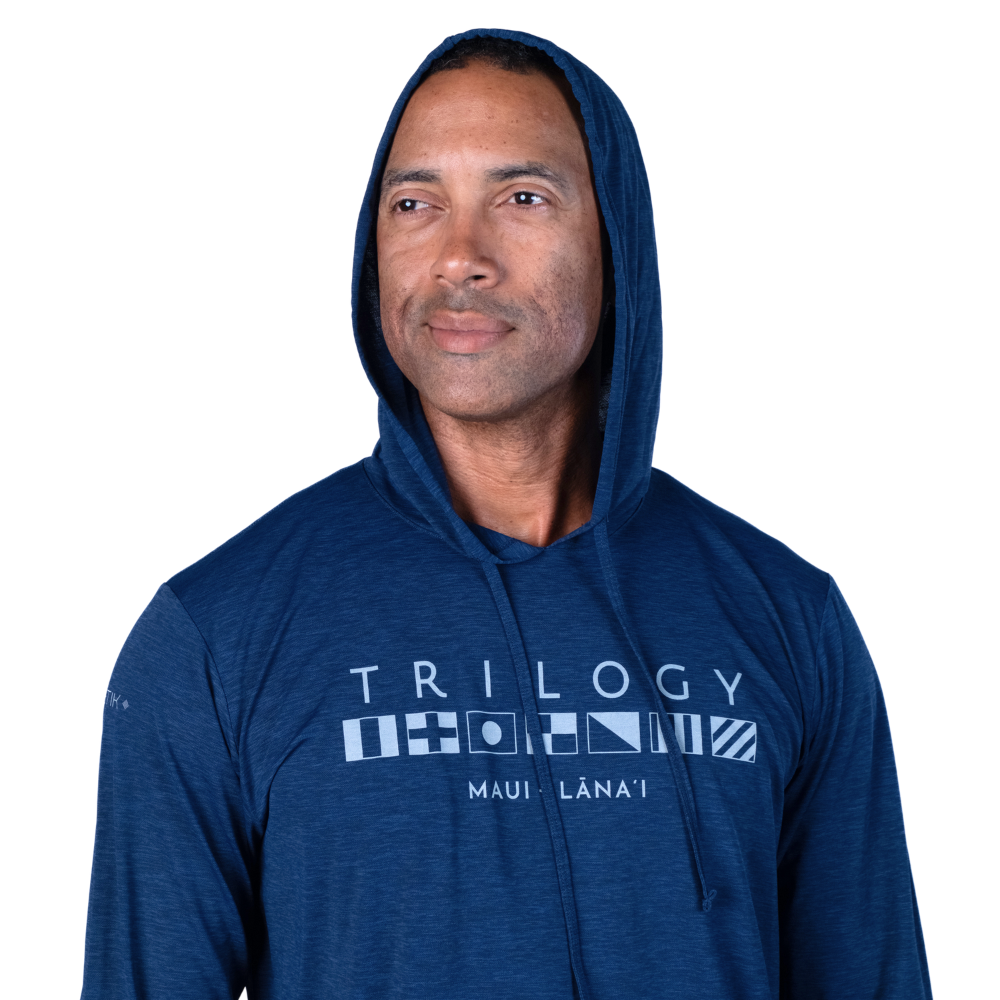 Mens Crew Hoodie Performance UPF Shirt in Navy Blue