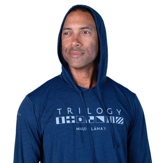 Mens Crew Hoodie Performance UPF Shirt in Navy Blue