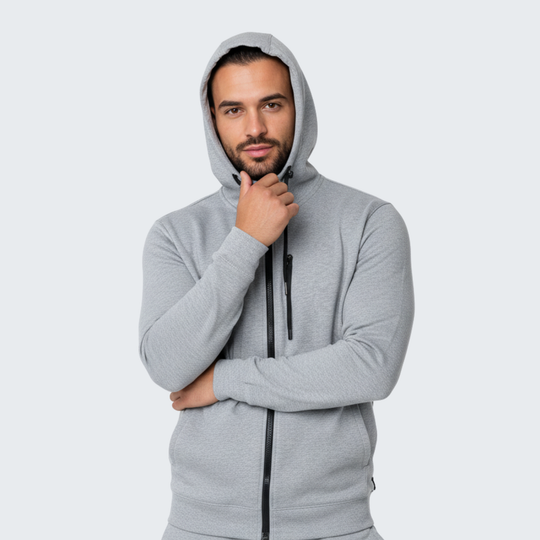 Telos Hoodie Fleece Jacket in Light Gray