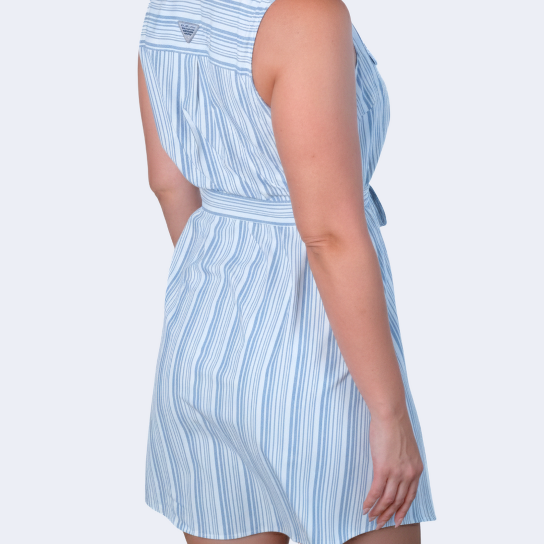 Sun Drifter Woven Dress in Carbon Stripe