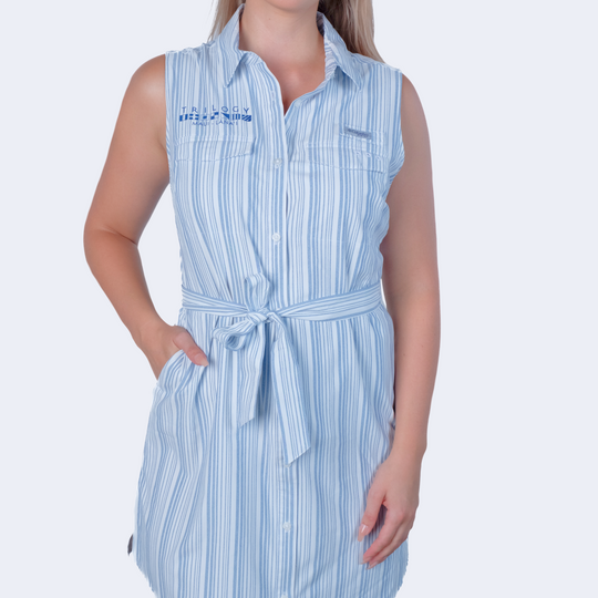 Sun Drifter Woven Dress in Carbon Stripe