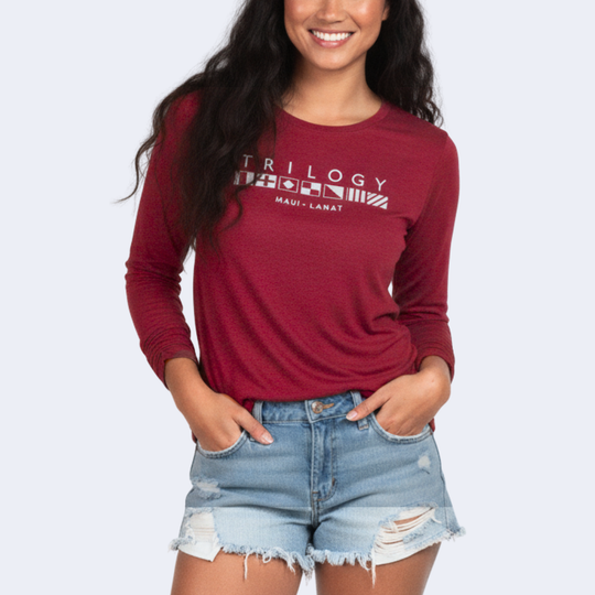 Womens Anetik LS UPF Shirt in Cab Red