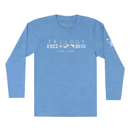 Youth Crew Long Sleeve UPF Shirt in Bahama Blue