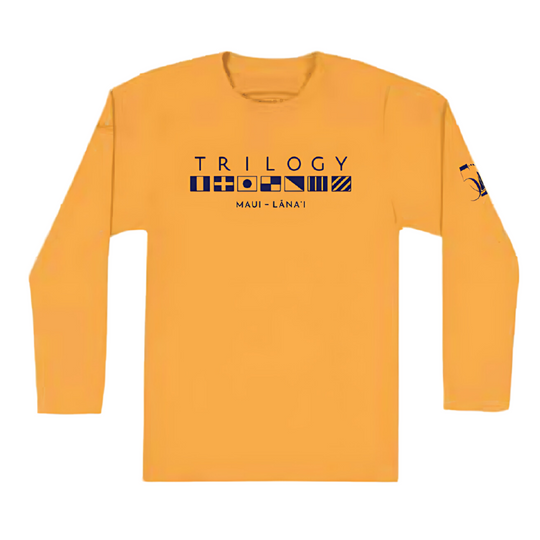 Youth Crew Long Sleeve UPF Shirt in High Visibility Orange